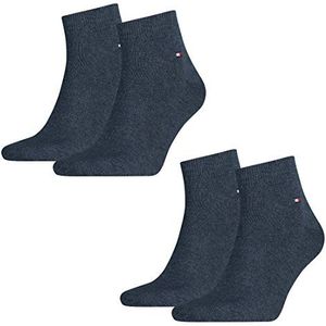 Tommy Hilfiger 4 paar Quarter sokken mt. 39-46 heren business sneaker sokken, 356 - Jeans, 39-42 EU