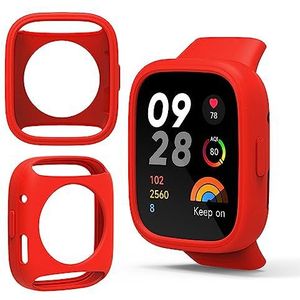 GIOPUEY Siliconen hoesje compatibel met Xiaomi Redmi Watch 3, [2 PACK] Zachte TPU siliconen beschermhoes, schokbestendig, Xiaomi Redmi Watch 3 Cover - Rood