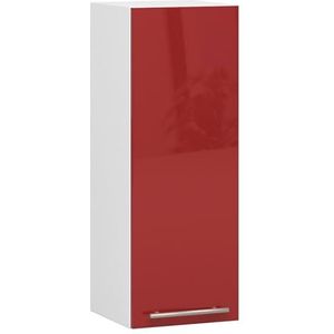 AKORD Keukenhangkast - Oliwia W30 | 2 planken en 1 deur keukenkast | inbouwkeuken, keukenmeubel, keukenkasten | gelamineerde plaat | 30 x 30 x 72 cm | wit | glanzend rood