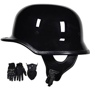 Half Helmets Retro German Style Motorcycle Jet Helmet,DOT/ECE Approved Adult Men Women Retro Open Face Helmet,with Adjustable Quick Release Buckle,Motorcycle Scooter Half Helmet A,XL=61-62cm