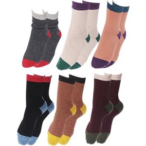 Modieuze, gezellige verdikte wintersokken voor vrouwen, 6 paar ronde sokken, zachte jurk, wandelen, basic ademende sokken in eenvoudig ontwerp voor meisjes, Meerkleurig, Eén Maat