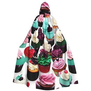 Bxzpzplj Heerlijke Cupcakes Print Mystieke Hooded Mantel Voor Mannen & Vrouwen, Halloween, Cosplay En Carnaval, 185 cm