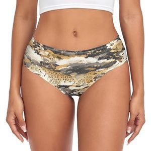 sawoinoa Luipaard lederen print bruin onderbroek dames medium taille slip vrouwen comfortabel elastisch sexy ondergoed bikini broekje, Mode Pop, M