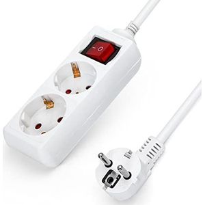 Aigostar Stekkerdoos 2-Voudig met Kinderbeveiliging,1.5m Kabel Wit (2-voudig, 1.5m)