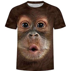 Zomer Mannen T-Shirts 3D Print Dier Aap T-Shirt Korte Mouw Aap Casual Tops Tees Herenkleding,Xxl