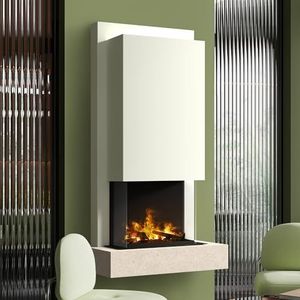 muenkel design Arco Opti-Myst Elektrische open haard, met verwarming, natuursteen Jura beige, rookvanger, zwart-grijs