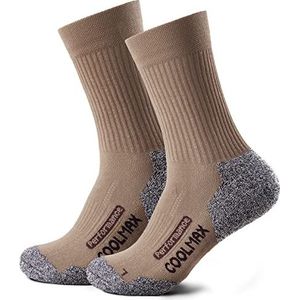 Piarini 2 paar Coolmax wandelsokken outdoorsokken lang - gevoerde functionele sokken, beige, 39-42 EU