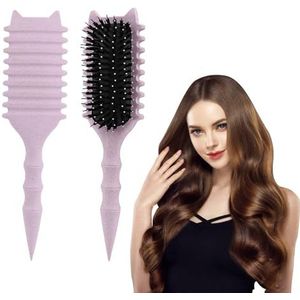Frogetu Curl haarborstel, haarborstel, krullen, styling, krulborstel, wildzwijnhaar, haarborstel, multifunctioneel, biologische haarborstel zonder trekken, masseren en ontwarren, paars