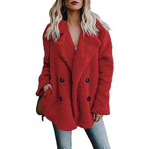 Teddy jas vrouwen winterjassen dames warme casual faux bontjassen fleece oversized bontjas vrouwen uitloper (Color : Rouge, Size : 4XL)