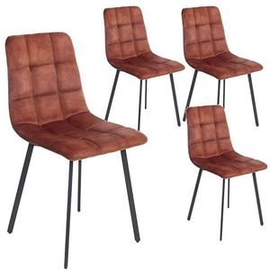 DUPI Set van 4 stoelen voor eetkamer Altea stoelen, metalen stoelpoten (koperbruin x 4)