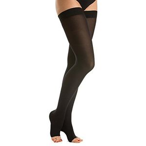 RelaxSan M2070A (Zwart, 1) Katoenen medische compressie stay-ups met open teen - Klasse 2 (23-32 mmHg)