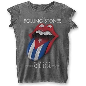 The Rolling Stones Ladies Tee: Havana Cuba (Burn Out) - XX-Large - Grey