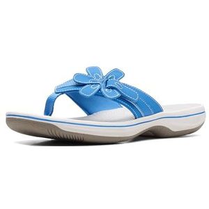 Clarks Brinkley Flora Flipflop voor dames, blauw synthetisch, 40 EU