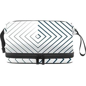 Grote capaciteit reizen cosmetische tas,Abstracte geometrie kunsten, make-up tas, waterdichte make-up tas organisator, Meerkleurig, 27x15x14 cm/10.6x5.9x5.5 in