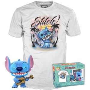 Funko Pop! & Tee: Lilo & Stitch - Ukelele Stitch - Fluwelen textuur - Extra groot - (XL) - T-shirt - Kleding met vinyl figuur om te verzamelen - Cadeau-idee voor volwassenen en mannen