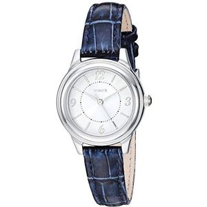 Timex Women's TW2R86000 Basics 26mm Blue/Silver-Tone Croco Pattern Leather Strap Watch