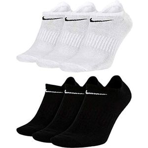 Nike Sokken 6 paar sneakersokken sokken sokken sokken SX7678 wit grijs zwart, 3 paar wit 3 paar zwart, 46-50 EU