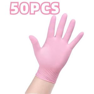 20/50/100 stuks roze nitril handschoenen, huishoudelijk, schoonmaken, keuken, koken, dierenverzorging, schoonheid, nagels, multifunctioneel gereedschap(Light Pink-50PCS,M)