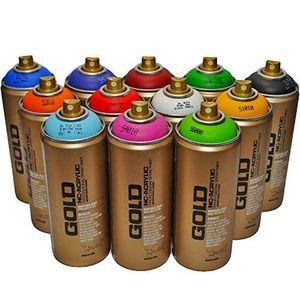 Montana Gold Premium Spray Paint 400ml Hoofdkleuren Set van 12