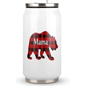 Plaid Mama Bear Travel Mok met Deksel Coke Cup Geïsoleerde Tumbler Water Fles Thee Cup Voor Vrouwen Mannen