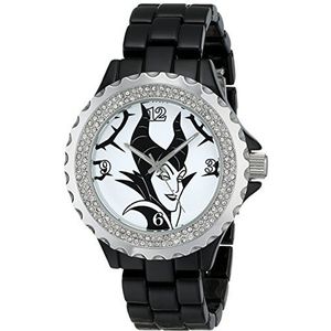 Disney Dames W001796 Maleficent horloge analoge weergave, analoog kwarts, zwart horloge, Zwart, armband