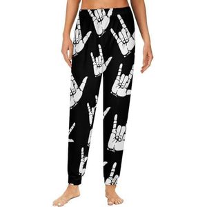 ASL I Love You Damespyjama, loungebroek, elastische tailleband, nachtkleding, broekje, print