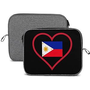 I Love Filippijnen Rood Hart Laptop Sleeve Case Beschermende Notebook Draagtas Reizen Aktetas 14 inch