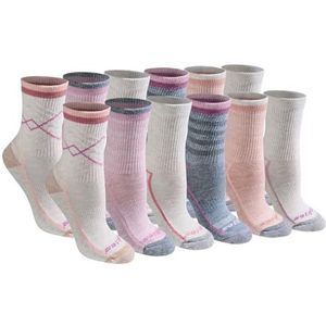 Dickies Women's Dri-Tech Advanced Moisture Wicking Mid-Crew Socks, Available in M-L (6,12 Pairs), Blush Assorted (12 Pairs), Medium