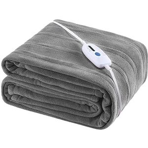 McJaw Elektrische verwarmde deken, tweepersoonsbed, 157,5 x 213,4 cm, beddengoed voor thuis, 4 warmtestanden en 10 uur automatische uitschakeling, zachte fleece, machinewasbaar, grijs