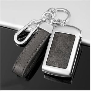 Autosleutel beschermhoes Zinklegering Autosleutel Case Cover Shell Houder Fob Voor S60 S90 XC40 XC60 XC90 V90 Sleutelhanger Auto Accessoire Sleutel Shell(Silver grey ring)