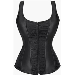 Korsetten voor dames overbuste bustier top gotische sexy schouder met bandjes (zwart, L)