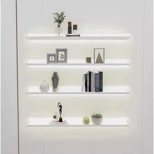 Floating Wall Shelves, Wall-mounted Lighting Fixtures Black Rectangular Indoor Display Shelf Wall Lamps Can Light Up Your Room Very Convenient And Beautiful (Color : Bianco, Size : 150x20x6cm)