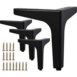 6 inch/15cm Meubelpoten, La Vane Set van 4 Moderne Metalen Diamant Driehoek Meubelpoten DIY Vervanging Zwart voor Kast Kast Sofa Bank Stoel Ottomaanse