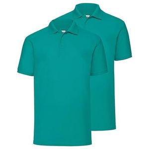 Fruit of the Loom Poloshirt voor heren (verpakking van 3 stuks), Smaragdgroen gratis Myshirt stoffen zak, L