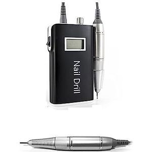 Elektrische nagelvijl, Nail Art Salon-apparatuur, 30000 RPM draagbare elektrische draadloze nagelboormachine for acrylgellak voor zowel natuurlijke als kunstnagels (Color : Nero, Size : A)