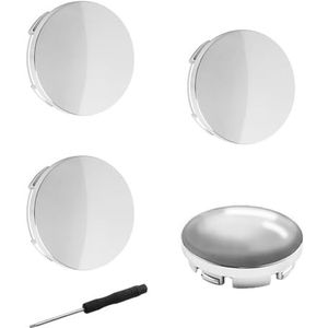 RHQFDM 4 wieldoppen voor wieldoppen, 60 mm, universeel, ABS, zilverkleurig, voor bescherming en decoratie van autowielen, inclusief een platte schroevendraaier