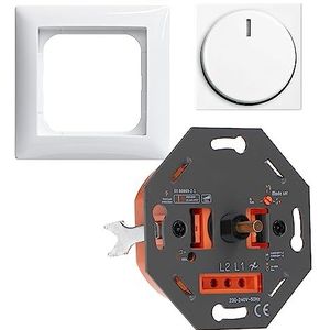 Proventa Universele dimmer voor alle dimbare lampen als complete set met Busch-Jaeger Balance-SI zuiver wit, faseaan- en afsnijding, 3-300 W LED/10-400 W halogeen, bevestigingsklauwen