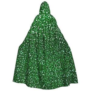 WURTON Halloween Kerstfeest Groene Pailletten Sparkle Print Volwassen Hooded Mantel Prachtige Unisex Cosplay Mantel