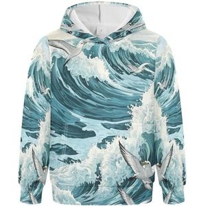 KAAVIYO Abstracte kunst van zeegolven hoodies atletische hoodies schattige 3D-print voor meisjes jongens, Patroon, M