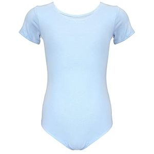 Aquarti Meisjes Balletpak met Korte Mouw, Lichtblauw, 116