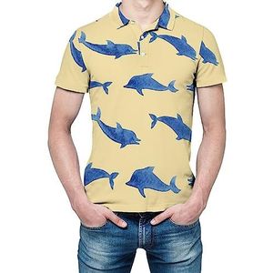 Dolfijnen patroon heren shirt met korte mouwen golfshirts regular fit tennis T-shirt casual business tops