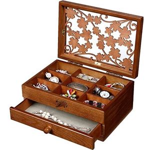 Changsuo - Houten Sieraden Doos - Met Laden - Kleine Sieraden Opslag Organizer