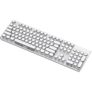 Kalttoy Retro Mechanisch Gaming Toetsenbord met Media Knop 104Keys Ronde Keycaps