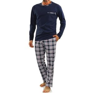 Sesto Senso Heren Lang Pyjama Set 100% Kotoen Groote Mouw Top Met Zak & Bottom Nachtkleding Pjs M Jasiek 2188/06
