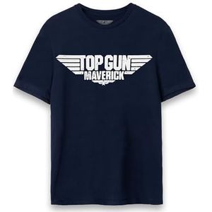 Top Gun Maverick T-shirt Heren Volwassenen Distressed Movie Logo Blue XL