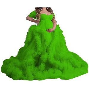 WSEYU Mouwloze tule zwangerschapsjurken voor vrouwen met bustier babyshower, zwangerschapsjurken, grote maten, Lichtgroen, 32