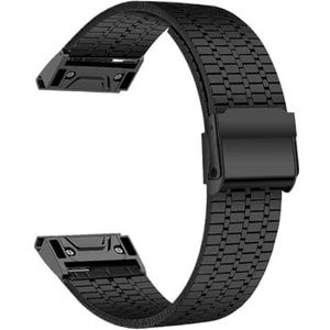 22mm 26mm roestvrijstalen band geschikt for Garmin Fenix ​​7 7X 6 6X Pro 5X Plus Enduro 2 horlogeband geschikt for Forerunner 955 Quick Fit armband (Color : Black, Size : For Garmin Fenix 6X)