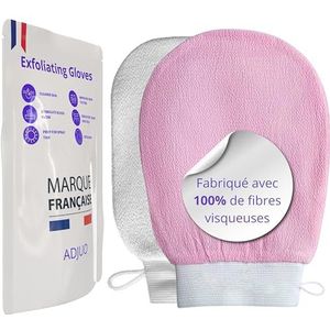 ADJUO 2 x peelinghandschoen voor lichaam – Kessa handschoen voor lichaam en gezicht van natuurlijke viscose – verwijdert dode cellen en laat een zachte huid achter – ideaal voor een spa-ervaring thuis