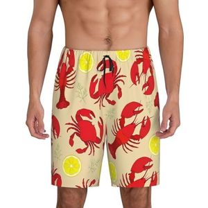 Heren Kreeft En Krab Print Lounge Shorts Pyjama Bottoms Nachtkleding Shorts Kerst Shorts Losse Sport Broek, Zwart, L