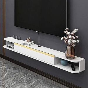 tv-standaard, zwevende tv-kast mat, aan de muur gemonteerd mediacenter tv-meubel entertainmentconsole voor woonkamer slaapkamer/wit / 100 cm